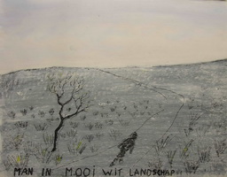 mooie man in wit landschap
