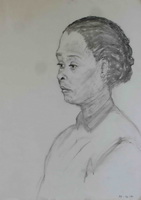 donkere vrouw houtskool 50 cm x 65 cm