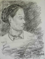 donkere vrouw houtskool 50 cm x 65 cm