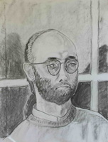 man met baard houtskool 50 cm x 65 cm