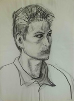 jongen houtskool 40 cm x 55 cm