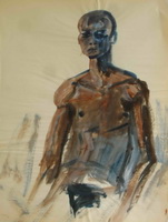 donkere man acryl 50 cm x 65 cm